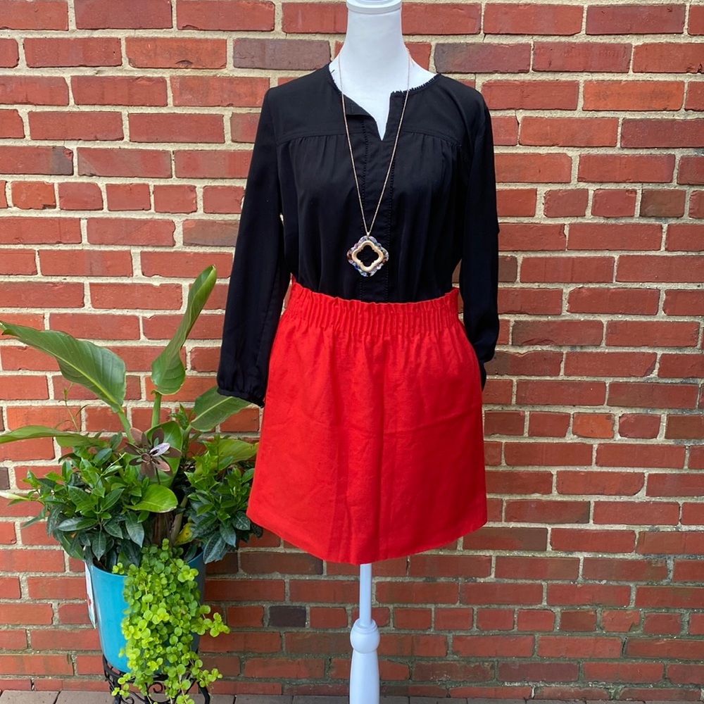 J Crew Red Paper Bag Skirt Size 6